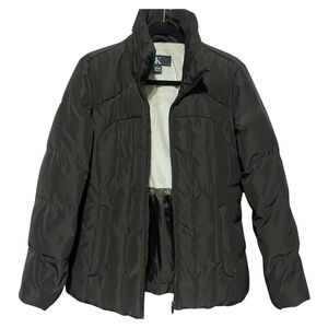 Calvin Klein Puffer Jacket Duck Down Waterfowl Feathers Brown Small